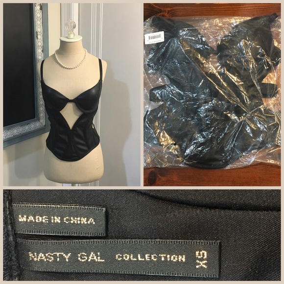 Nasty Gal Faux Leather Black Bustier Or Corset - Picture 7 of 8